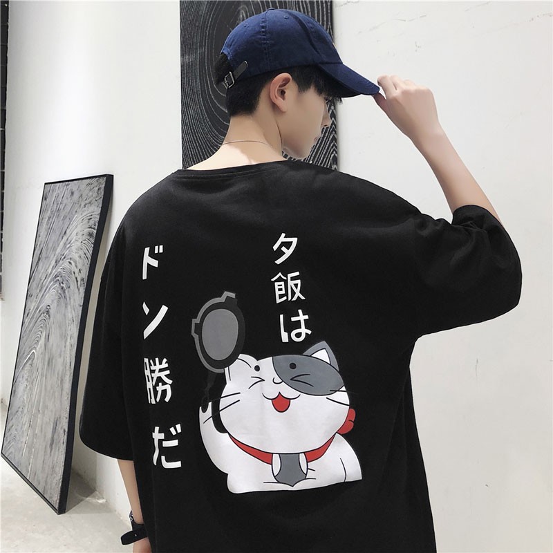 Áo phông, áo thun nam nữ form rộng tay lỡ Unisex Mèo Thần Tài Freesize Từ 50-70kg A091 | BigBuy360 - bigbuy360.vn