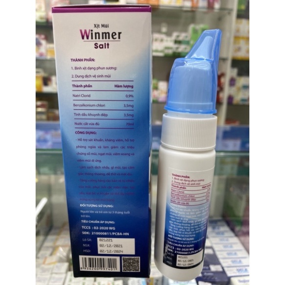 [Chính hãng] Xịt mũi Winmer salt Chai 70ml [Chính hãng] - Làm sạch mũi sử dụng cho trẻ từ 3 tháng tuổi và người lớn