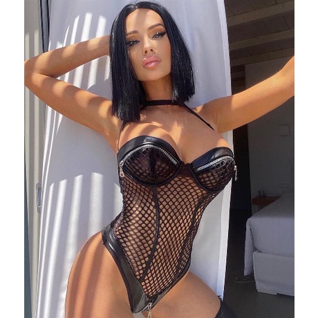 Áo Ngực Định Hình Cơ Thể Chất Liệu Da Phối Lưới Có Khóa Kéo Phong Cách Âu Mỹ Thời Trang Cho Nữ | BigBuy360 - bigbuy360.vn