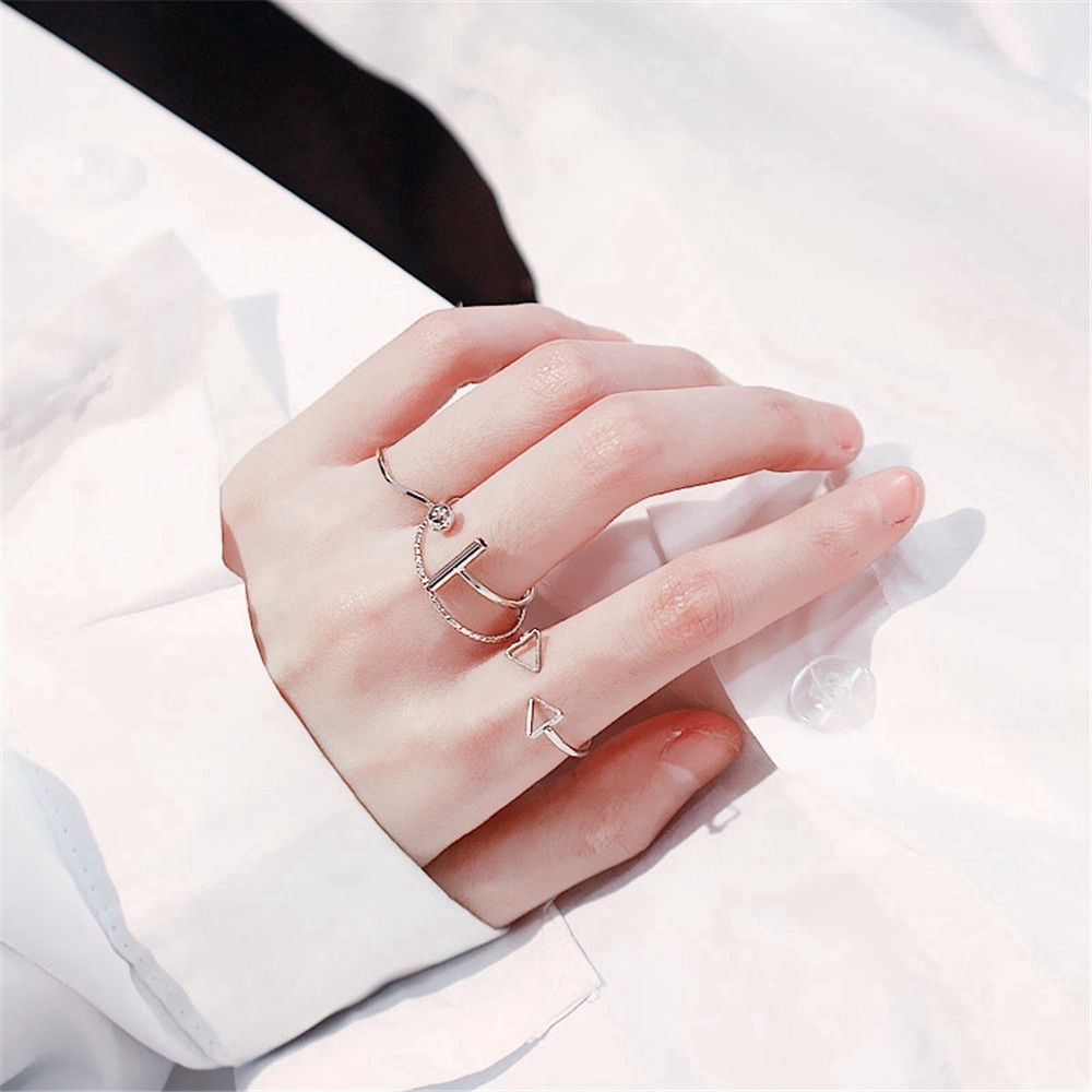 Bộ 4 nhẫn đeo ngón tay thời trang phong cách Hàn Quốc cho nữ
