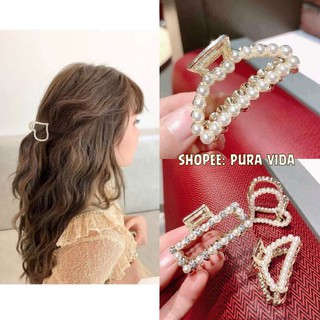 Kẹp tóc càng cua đính hạt giả ngọc trai Hàn Quốc