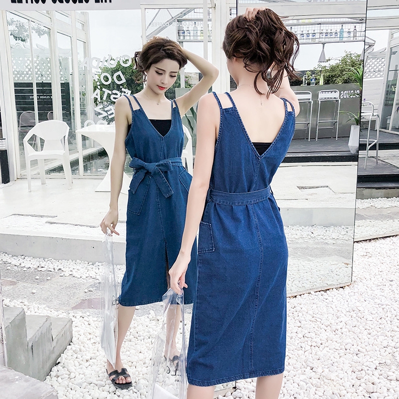 Đầm Yếm Jean Dáng Chữ A Cổ Chữ V Xinh Xắn Thời Trang | BigBuy360 - bigbuy360.vn