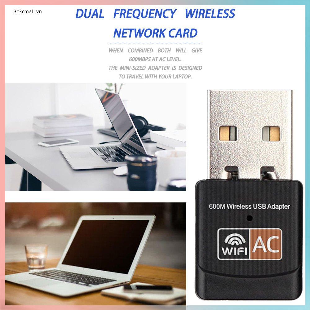 ✨chất lượng cao✨AC600M Mini 600Mbps 2.4G/5G Dual Band Wireless USB Adapter WiFi Dongle