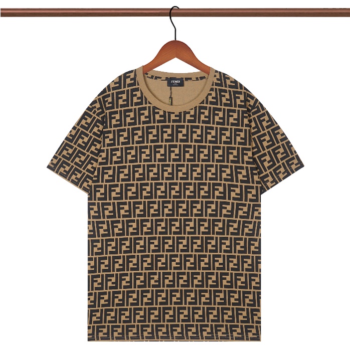 Mới Áo Thun Cotton Ngắn Tay Cổ Tròn Thêu Chữ F-E-N-D-I