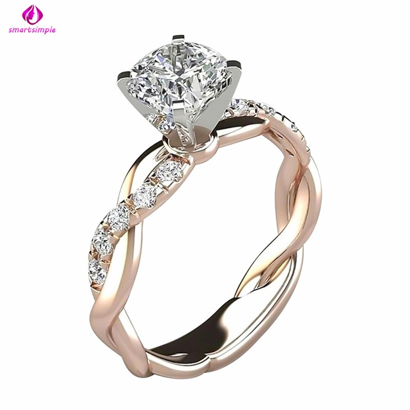 Nhẫn đính đá Zircon đơn giản cho nữ