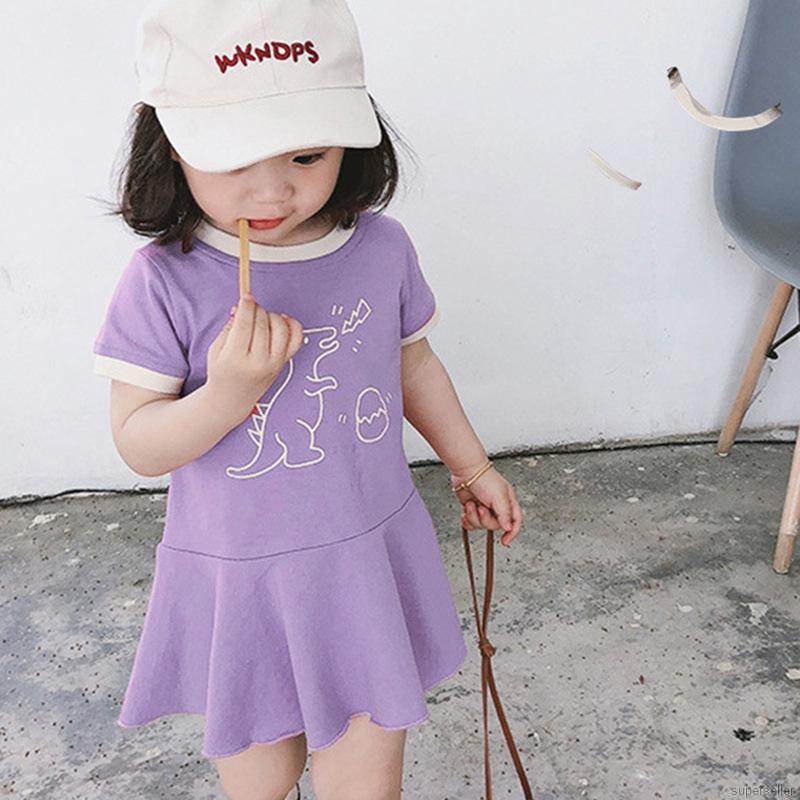 Đầm bóng chày in họa tiết thời trang dễ thương cho bé gái 1-7 tuổi