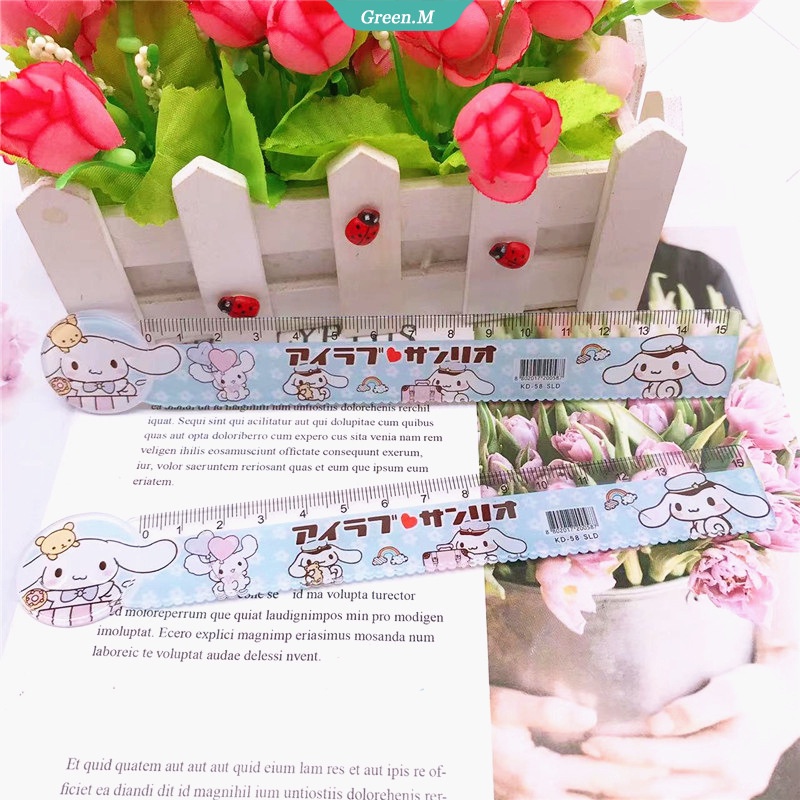 Thước Nhựa Acrylic Trong Suốt Chống Vỡ 15cm Hình Sanrio Cinnamoroll Hello Kitty Kuromi