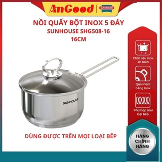 Nồi nấu bột inox 5 đáy Sunhouse SHG508, nồi chống dính dùng nấu cháo, đánh bột em bé
