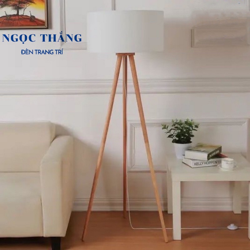 Đèn Cây Đứng Đọc Sách 3 Chân Gỗ Trang Trí Phòng Khách Phòng Ngủ DC539 Ngọc Thắng