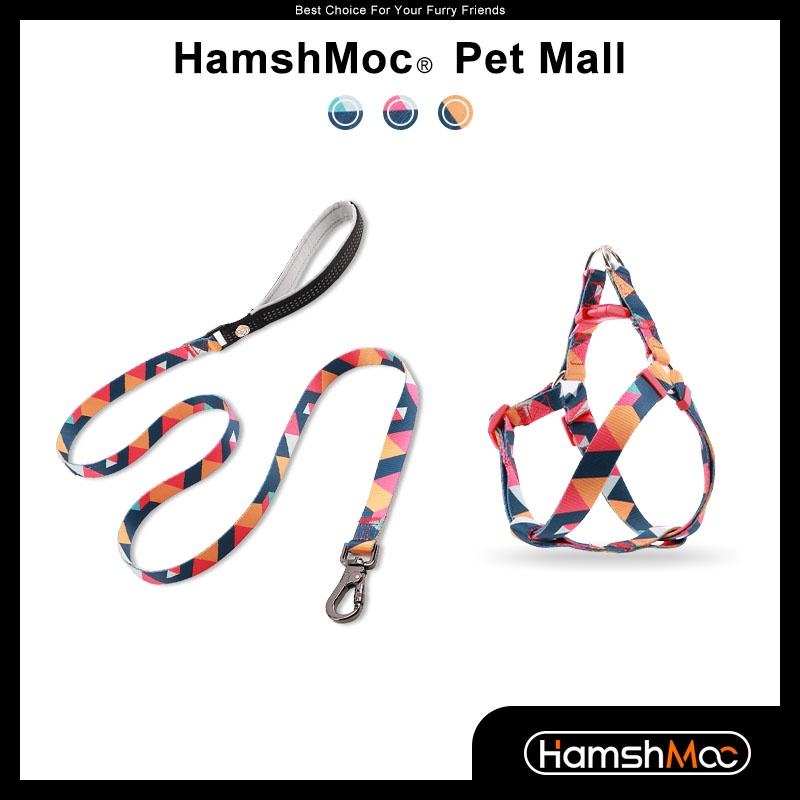 HamshMoc Bộ Dây Dắt Thú Cưng Đi Dạo Bằng Nylon Mềm Có Thể Điều Chỉnh