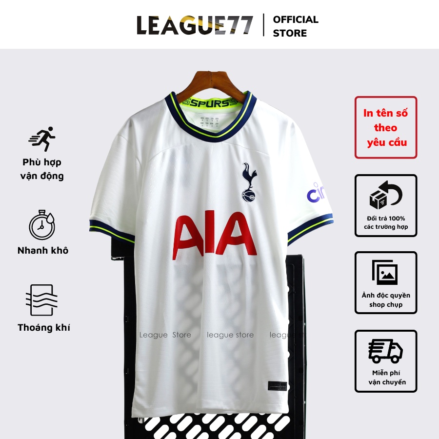 Bộ quần áo đá banh Tottenham sân nhà 22/23 - set bộ đồ đá banh màu trắng ngắn tay vải dệt thoáng mát Leaguestore