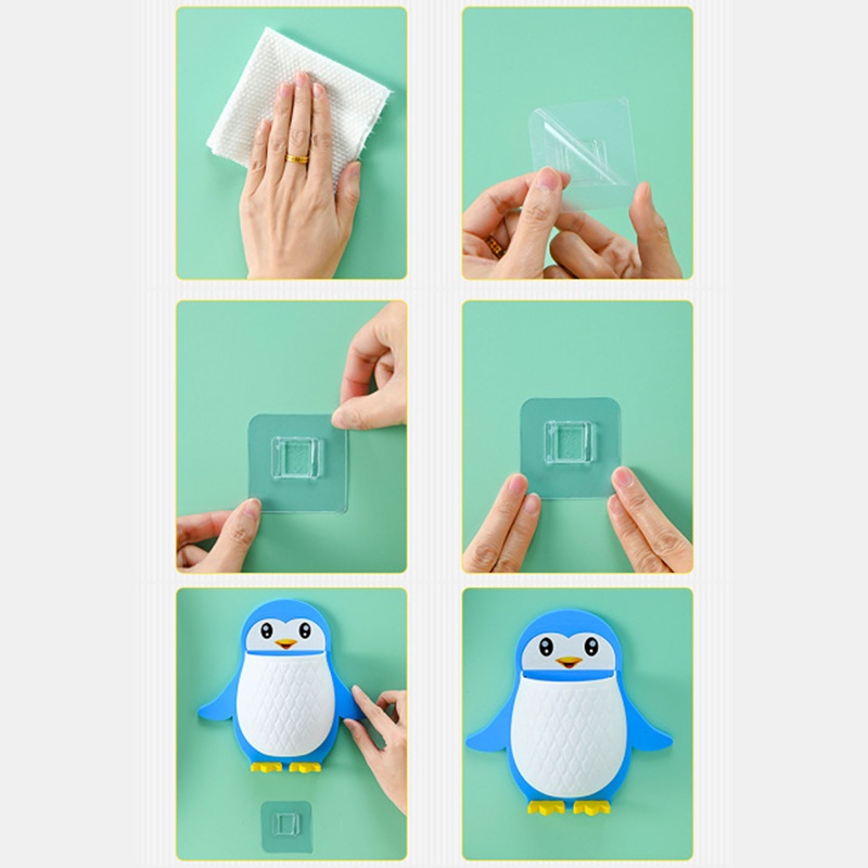 (Bán Buôn Sỉ) Giá Treo Bàn Chải Đánh Răng Gắn Tường Hình Chim Cánh Cụt Hoạt Hình