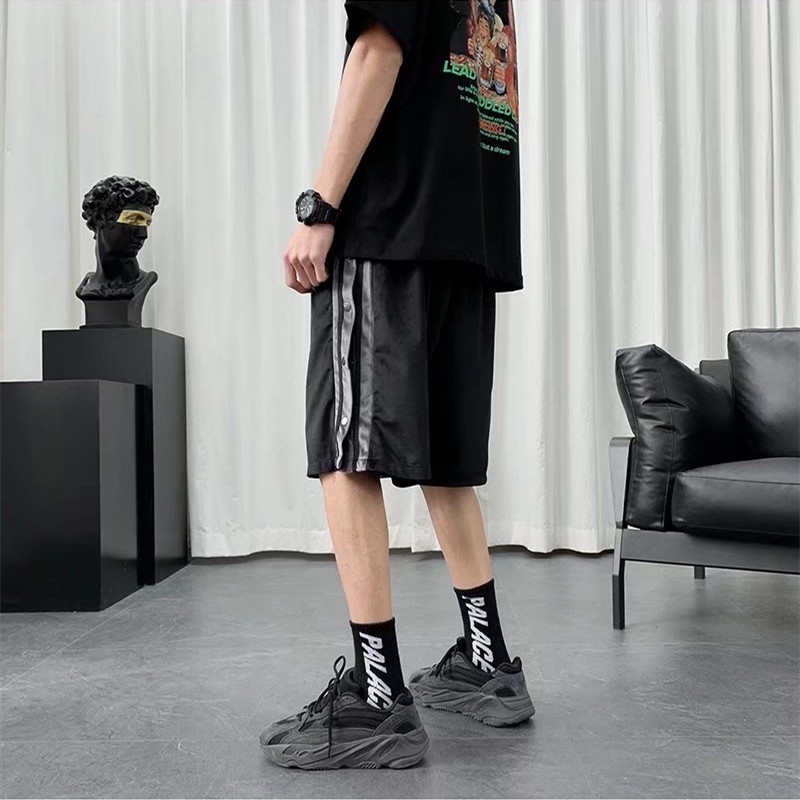 Quần Short Thể Thao Dáng Rộng Cài Nút Bên Hông Phong Cách Thời Trang Hàn Quốc Cho Nam Giới Có Size M-3XL