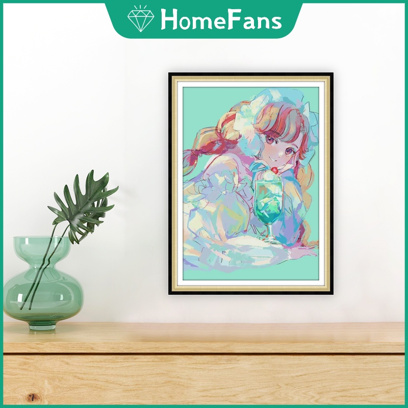 Bộ Tranh Đính Đá 5D Tự Làm 30x40cm/40x50cm Hình Cô Gái Hoạt Hình Trang Trí Nhà Cửa