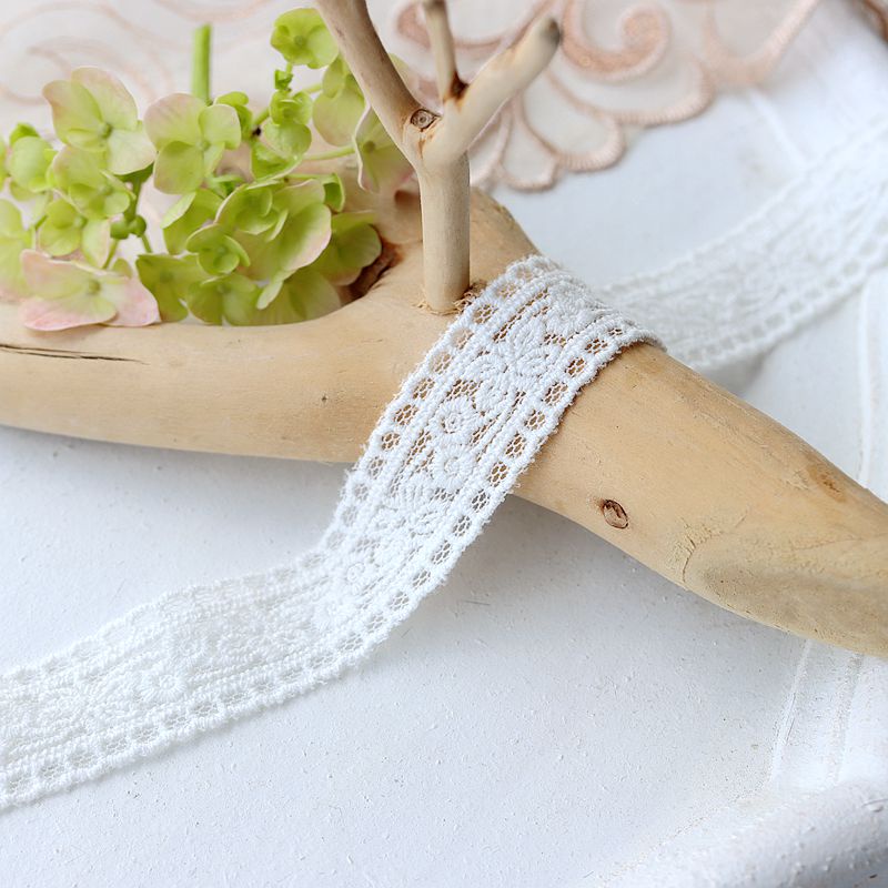Cuộn Ren Lưới 1.7 / 4 / 5cm X1m Màu Trắng Dùng Làm Đồ Thủ Công Đa Năng Tiện Dụng