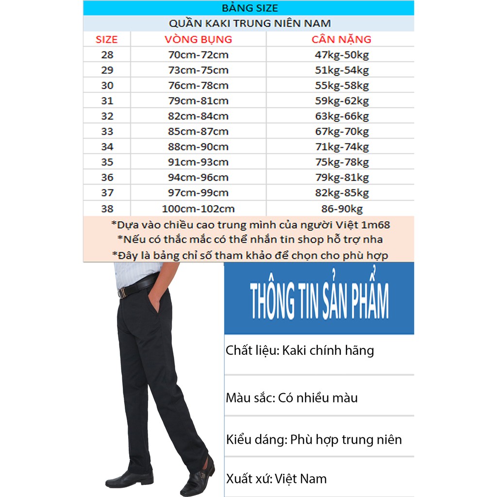 Quần dài kaki trung niên nam với đường may tỉ mỉ đẹp, chất vải dày, bền màu FHDQ001