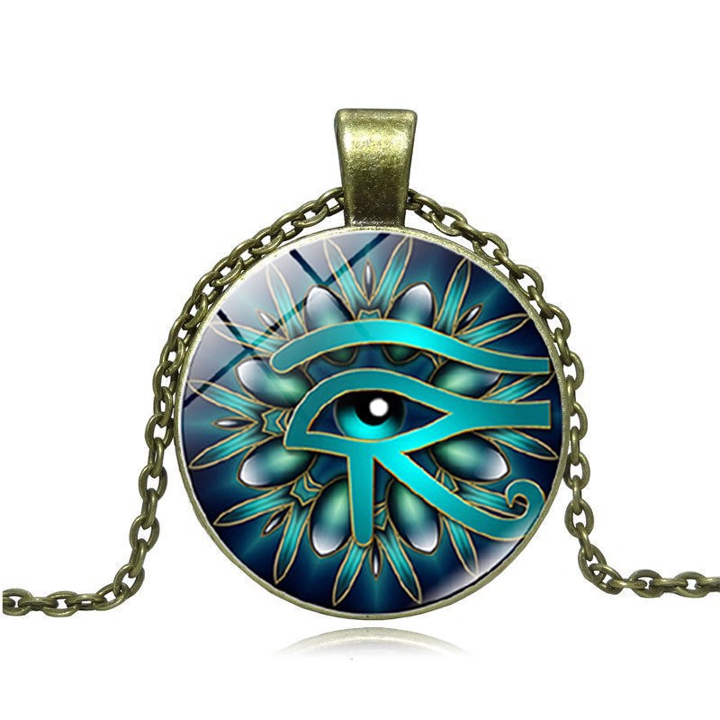 Mặt dây chuyền bằng đá quý của nam giới Vòng cổ Bùa thần Horus Ai Cập cổ đại