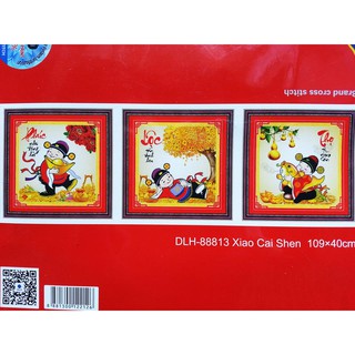Tranh thêu chữ thập Thần tài 88813 109*40cm