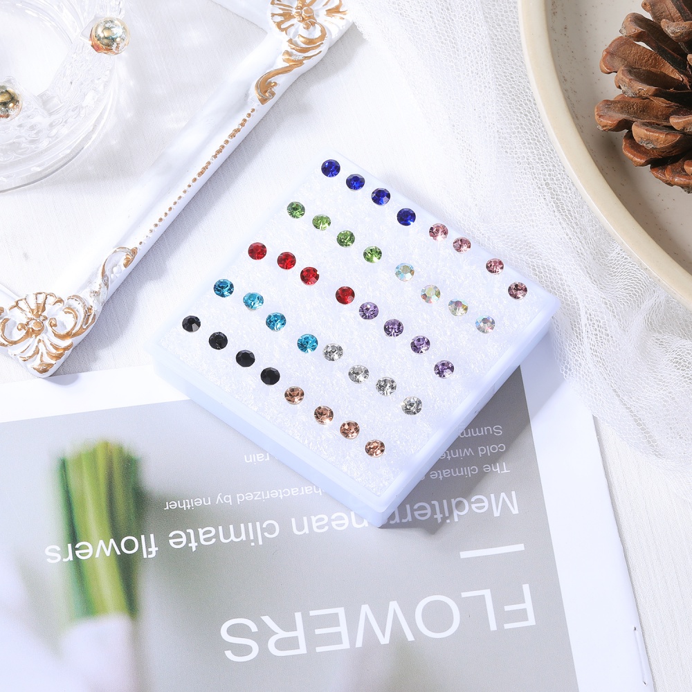 Set 10/20 Cặp Bông Tai Đính Đá 0.8Mm Không Gây Dị Ứng Thời Trang Nữ