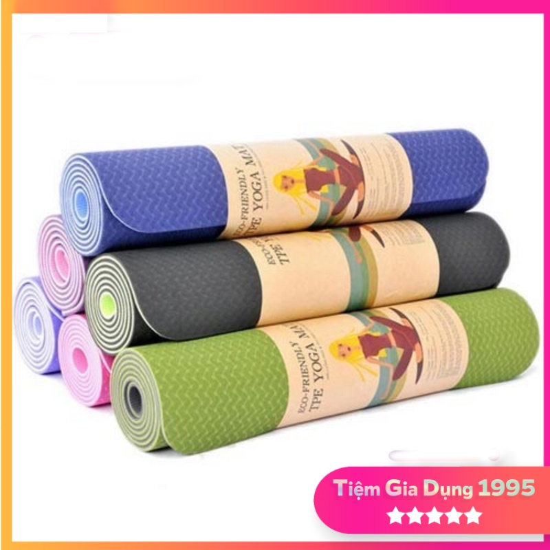 Thảm Tập Yoga 2 Lớp TPE Độ Dày 6mm,8mm Chống Trơn Trượt