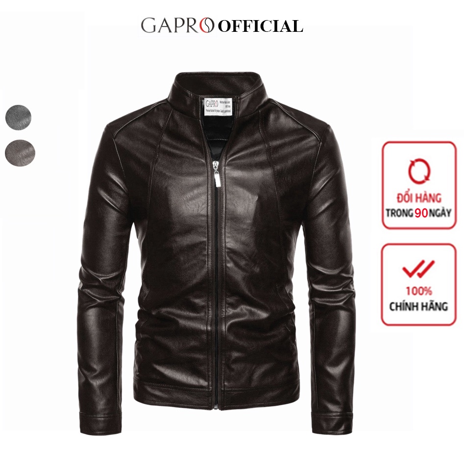 Áo khoác da nam 2 lớp cao cấp Gapro fashion lớp da ngoài/lớp lót lông ấm áp Gakd828