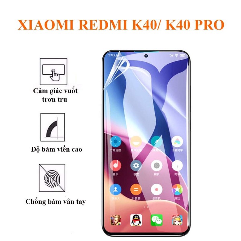 [ Hàng sẵn ] Dán màn hình Redmi K40 / K40 Pro full màn dẻo trong suốt PPF tự phục hồi vết xước – Dán dẻo Xiaomi k40