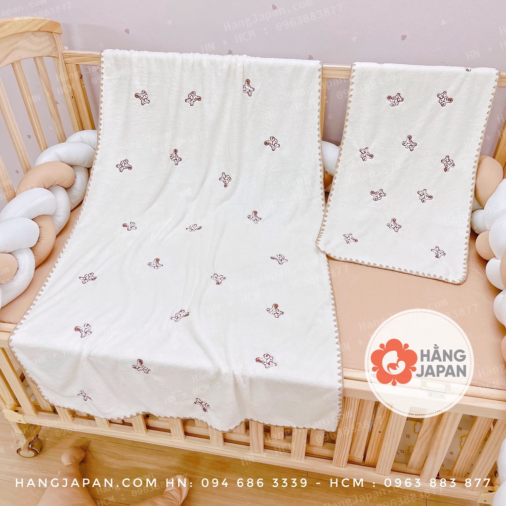 Sét khăn tắm - khăn mặt vải xô thêu viền họa tiết đáng yêu