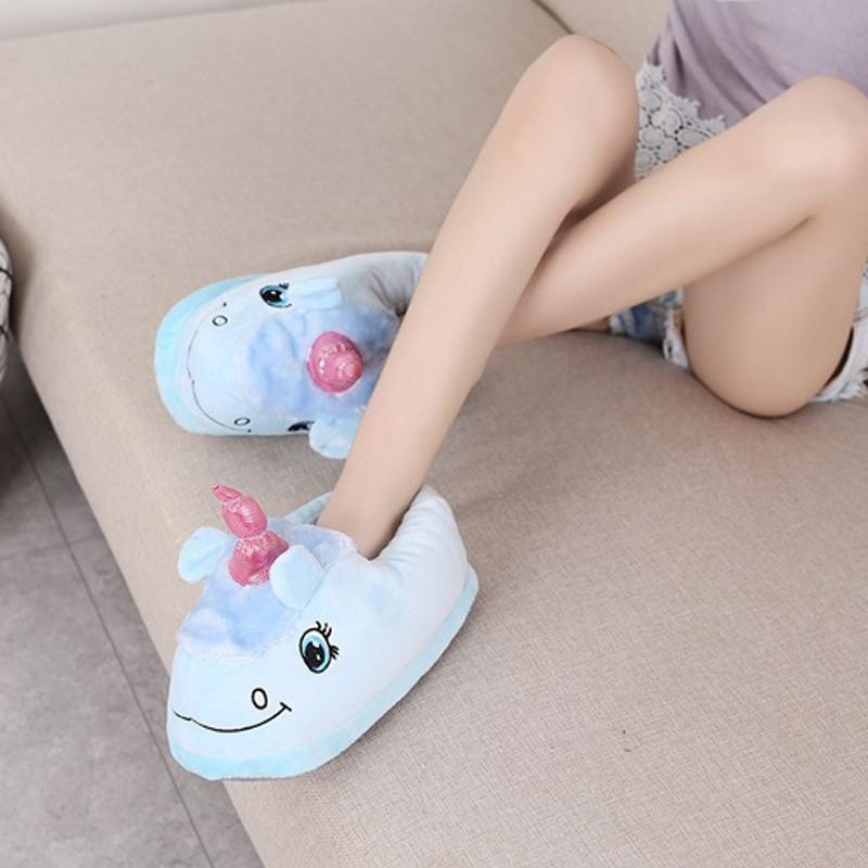 Dép bông mang trong nhà thiết kế hình kỳ lân dễ thương