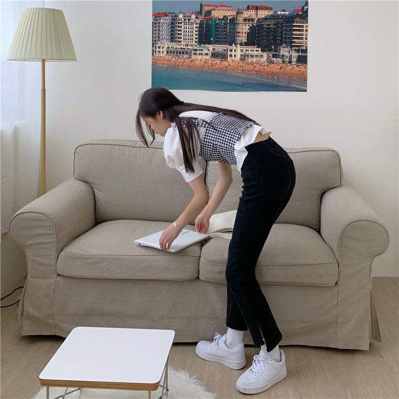  Xiaozhainv Quần Jean Nữ Dáng Dài Cạp Cao Ống Suông Xẻ Tà Cá Tính Phong Cách Hàn Quốc | BigBuy360 - bigbuy360.vn