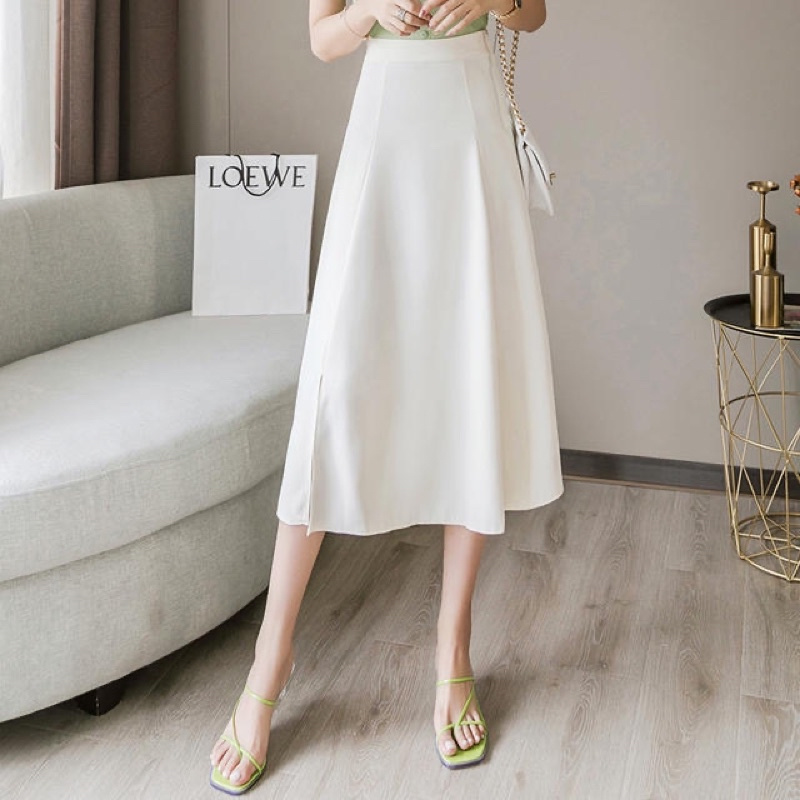 Chân Váy Xẻ Tà Trước Dáng Peplum Dài 70cm Thời Trang Nữ