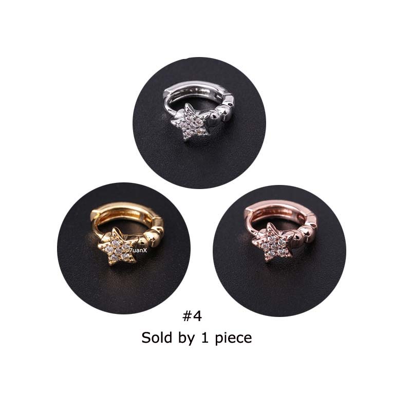 Khuyên đeo sụn tai bằng đồng đính đá zircon thời trang sang trọng