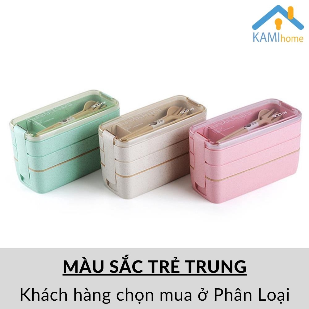 Hộp đựng cơm văn phòng ❤️Dùng được Lò Vi sóng❤️Loại 3 tầng 900ml❤️chất liệu lúa mạch an toàn mã 20052 | BigBuy360 - bigbuy360.vn