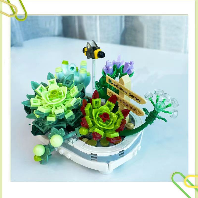 Bộ lắp ráp Lego hoa, hãng Loz bộ xếp hình khối xây dựng bó hoa