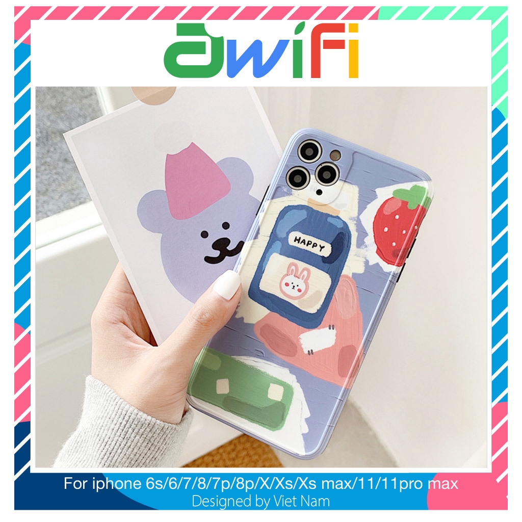 Ốp iphone - Ốp lưng imd new Thỏ happy 6/6s/6plus/6splus/7/8/7plus/8plus/x/xs/xsmax/11/11promax-Awifi Case