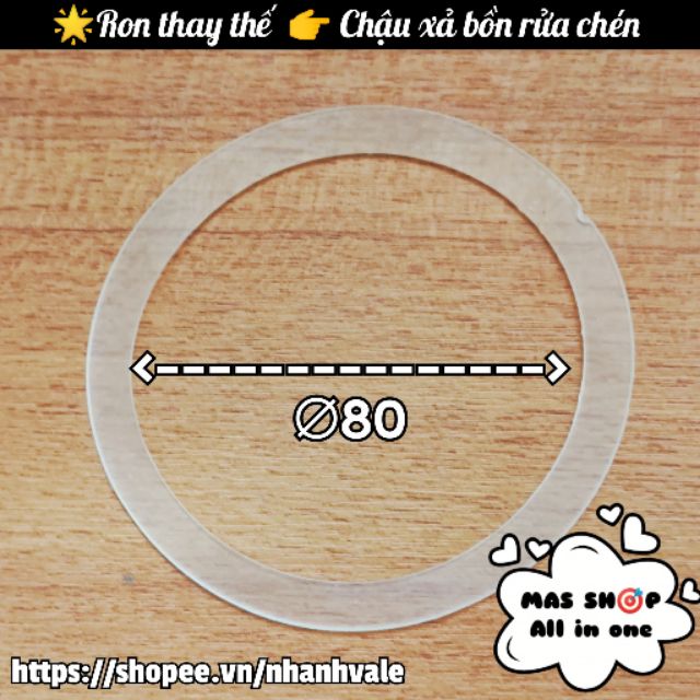 Ron (gioang) cao su thay thế chậu bồn rửa chén (∅80 x bản rộng 8mm x dày 2mm)