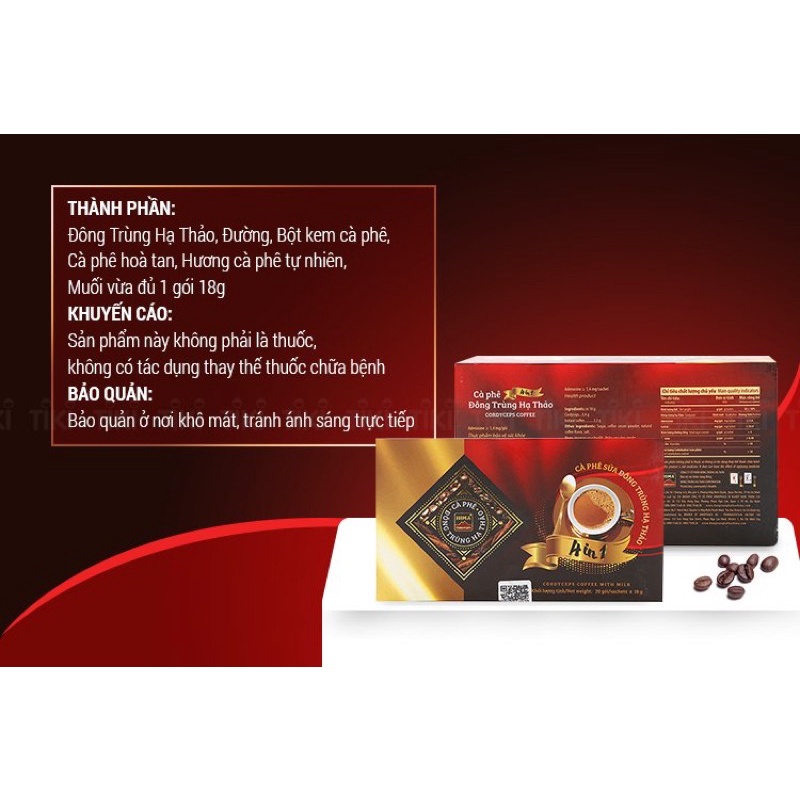 Cà Phê Sữa Đông Trùng Hạ Thảo Hima 4 IN 1 (20 gói/hộp) | BigBuy360 - bigbuy360.vn