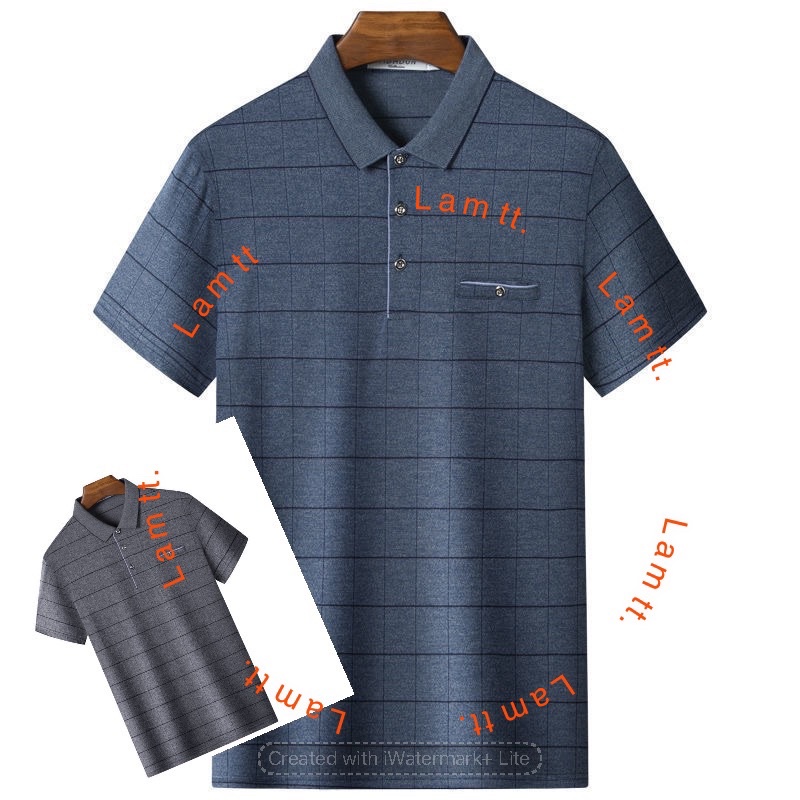 Áo thun Nam Trung Niên mẫu kẻ ô ảnh thật