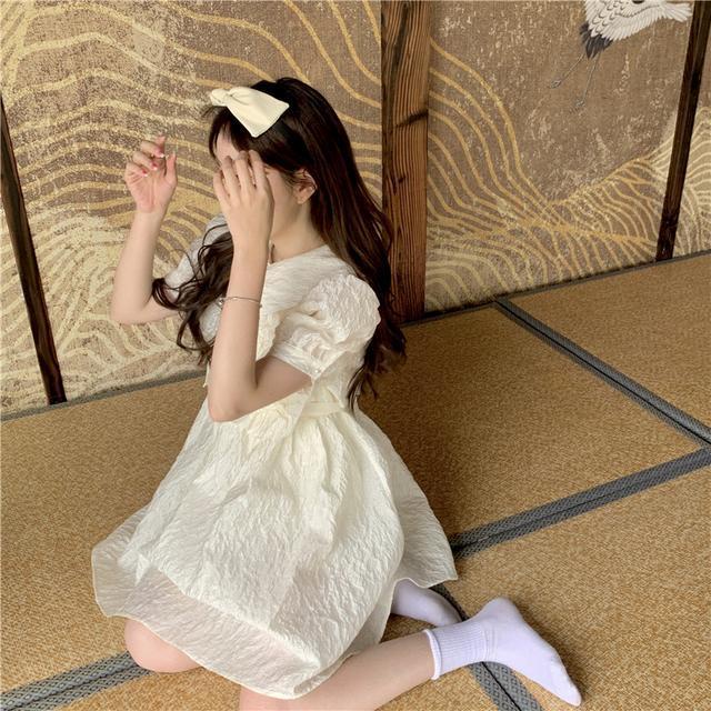 Đầm Tay Phồng Phối Ren Kiểu Hàn Quốc Thiết Kế Ngọt Ngào Cho Nữ đầm bầu váy nữ váy bé gái váy dài chân váy dài váy nữ chân váy dài