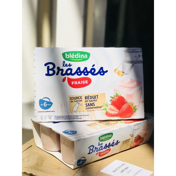 Sữa chua ít đường Brasses Bledina Pháp và Lactes ăn dặm cho bé từ 6 tháng tuổi