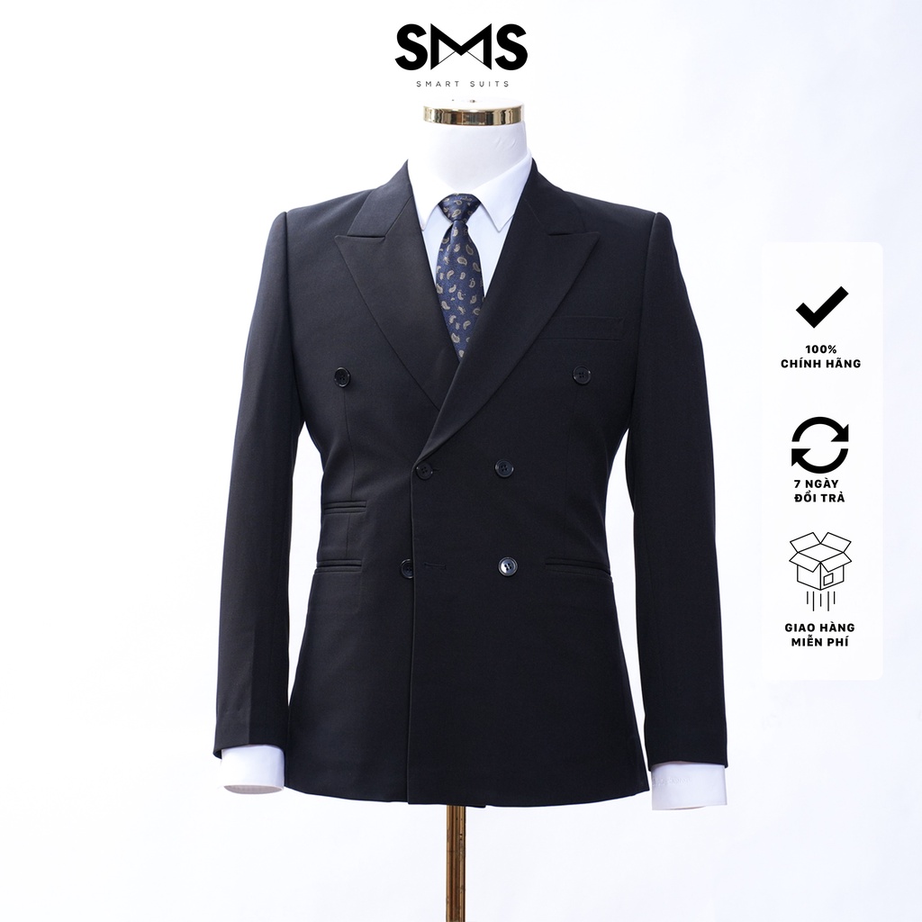 Bộ vest nam đen 6 khuy 3 túi, form ôm Smart Suits