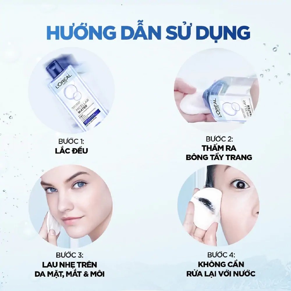 Nước Tẩy Trang Loreal 3 in 1 Micellar Water 400ml Cho Mọi Loại Da