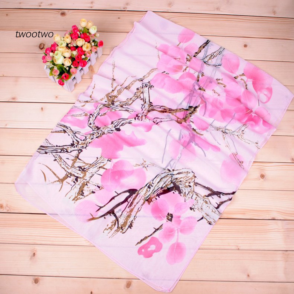 Khăn Choàng Chiffon Dài In Họa Tiết Cây Cối Thời Trang Cho Nữ