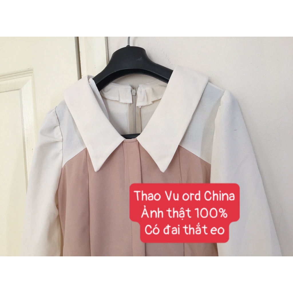 Váy Cổ Sơ Mi Hai Màu Đen Be ⚡️ẢNH THẬT⚡️Đầm Chất Voan, Dáng Dài Cực Xinh Cho Nữ | BigBuy360 - bigbuy360.vn