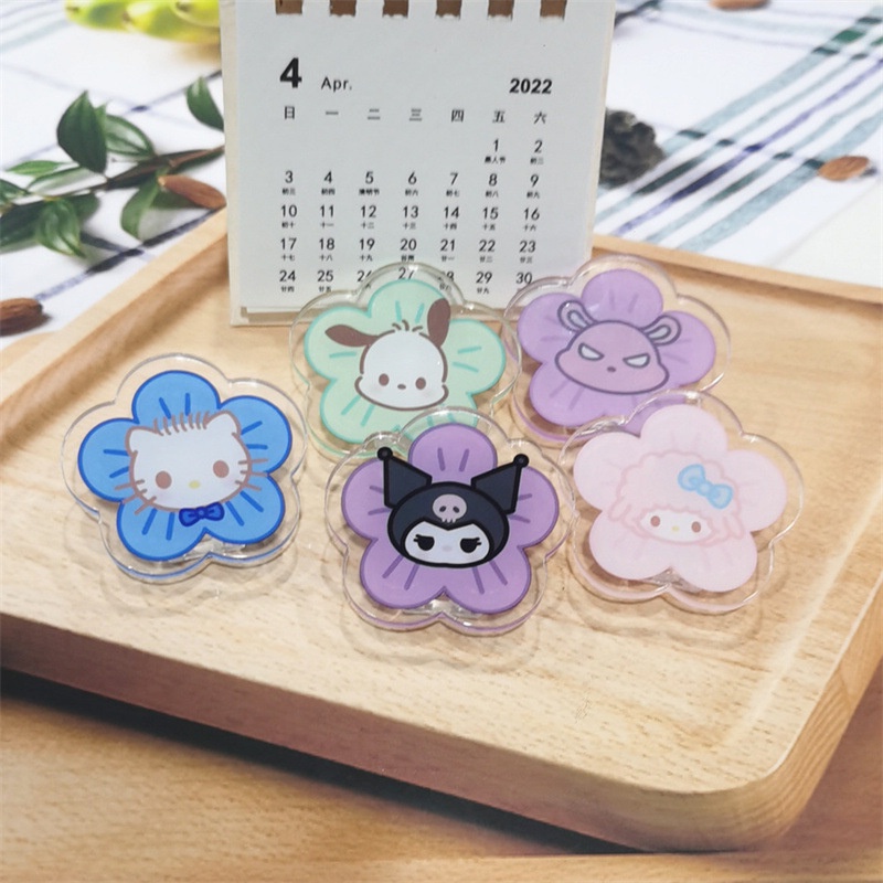 SANRIO Kẹp Cố Định Sách Bằng Nhựa PP Trong Suốt Hình Hoa