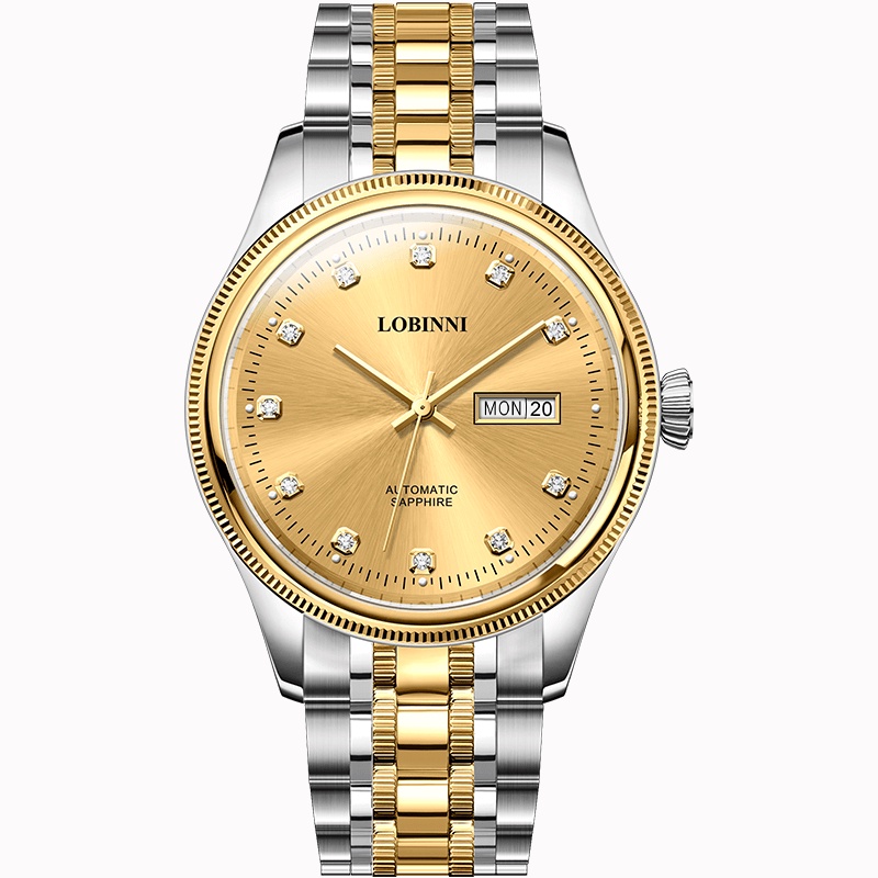 Đồng hồ nam chính hãng Lobinni L9020-1 Kính sapphire,chống xước,Chống nước ,Dây kim loại, BH 24 tháng,Máy cơ (Automatic)