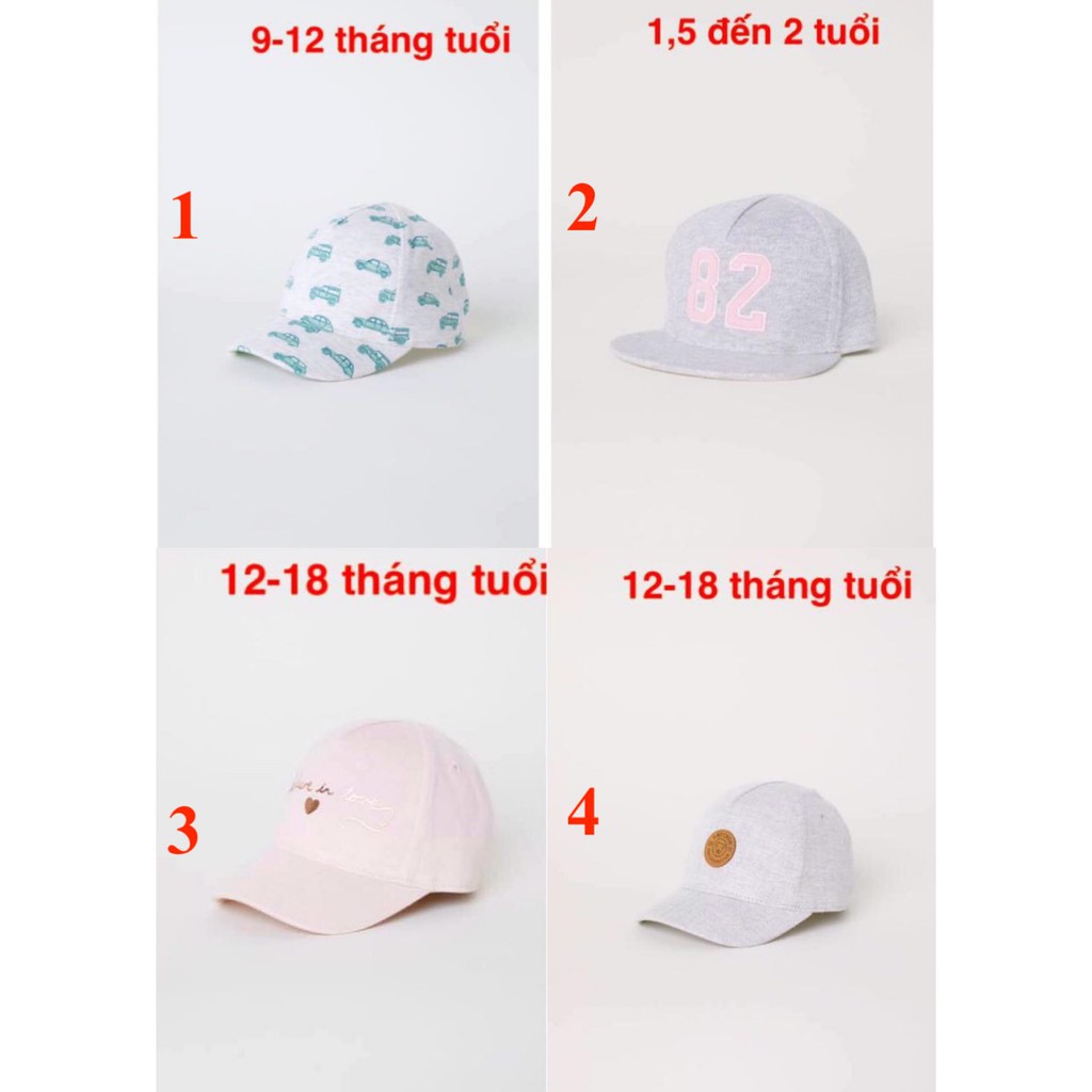 Mũ H&M cho bé H&M nhật. (t là tháng)