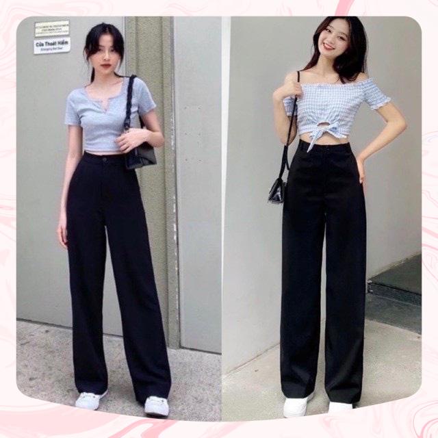 Quần Ống Rộng Suông Khoá Trước ONAMI Vải Tuyết Mưa Đẹp -QN006