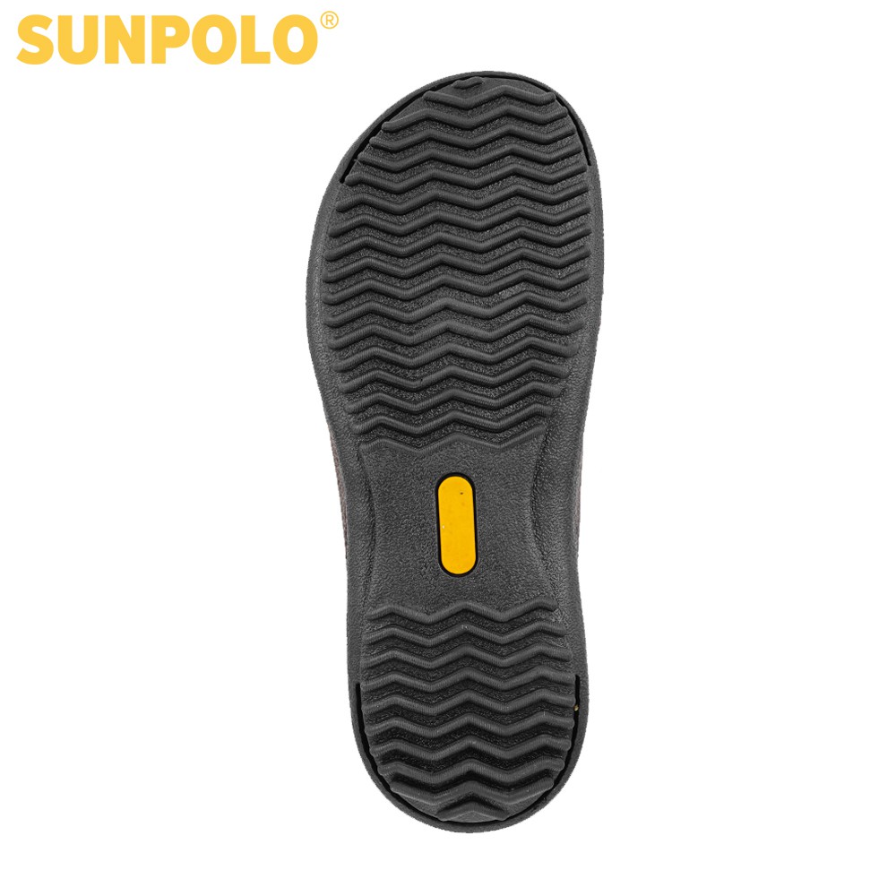 Dép Quai Ngang Nam Da Bò SUNPOLO Nâu Đen - SUD12ND