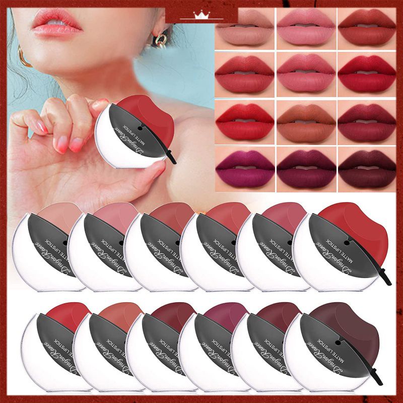 Mua Một Tặng Một Son Môi 12 Màu Lì Mịn Như Nhung Trang Điểm Lâu Trôi Dưỡng Ẩm Cao Cấp Dành Cho Người Lười