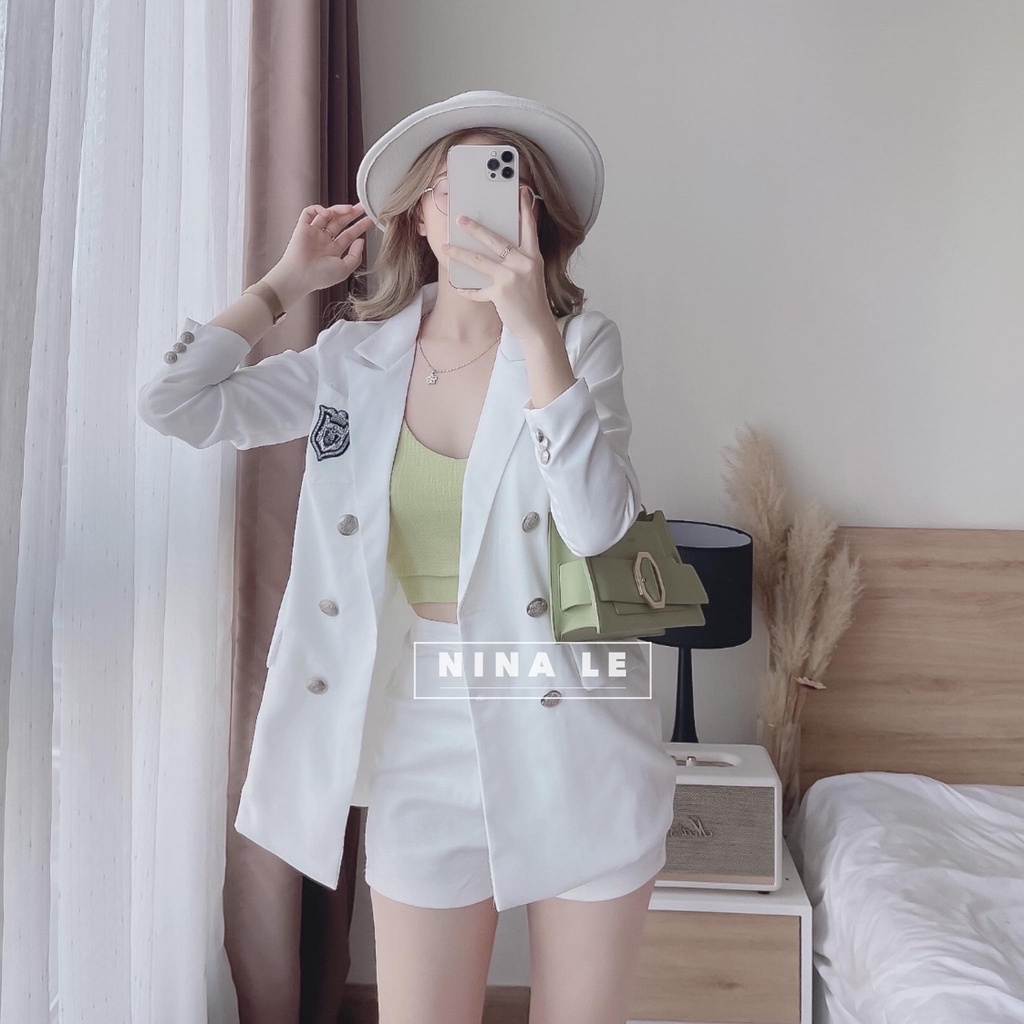Sét bộ 3 món áo vest dài tay sang chảnh phối coptop kèm quần đùi xinh xắn, 2 màu sắc .